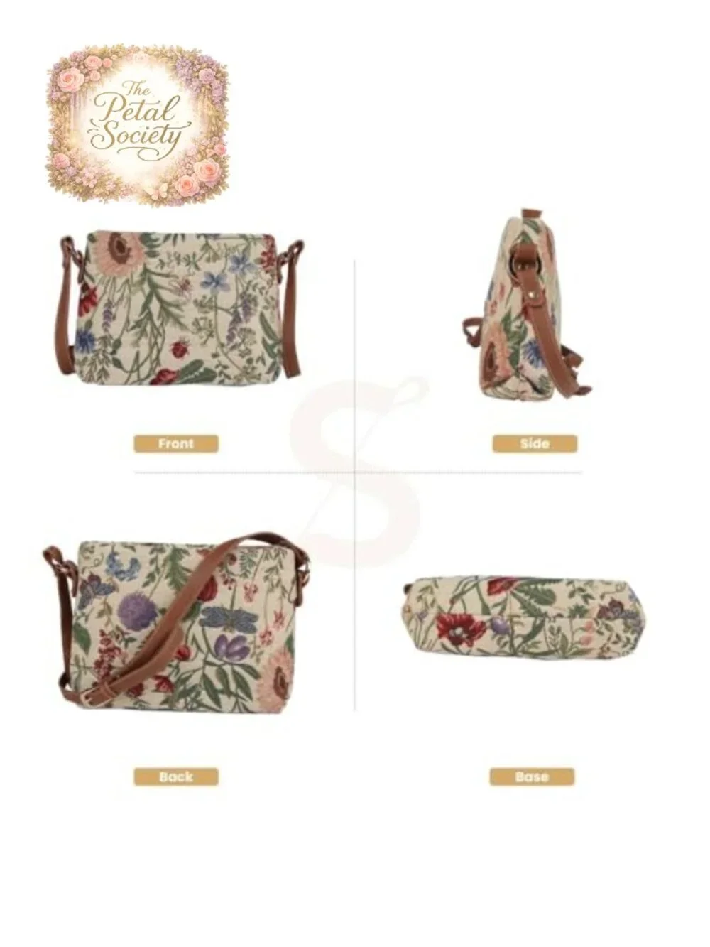 Tapestry Convertible Crossbody Shoulder Bag Faux Leather Accents Zip Top